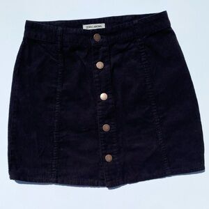 Billabong Push My Buttons Black Corduroy mini skirt Women's Size 28 Fall School
